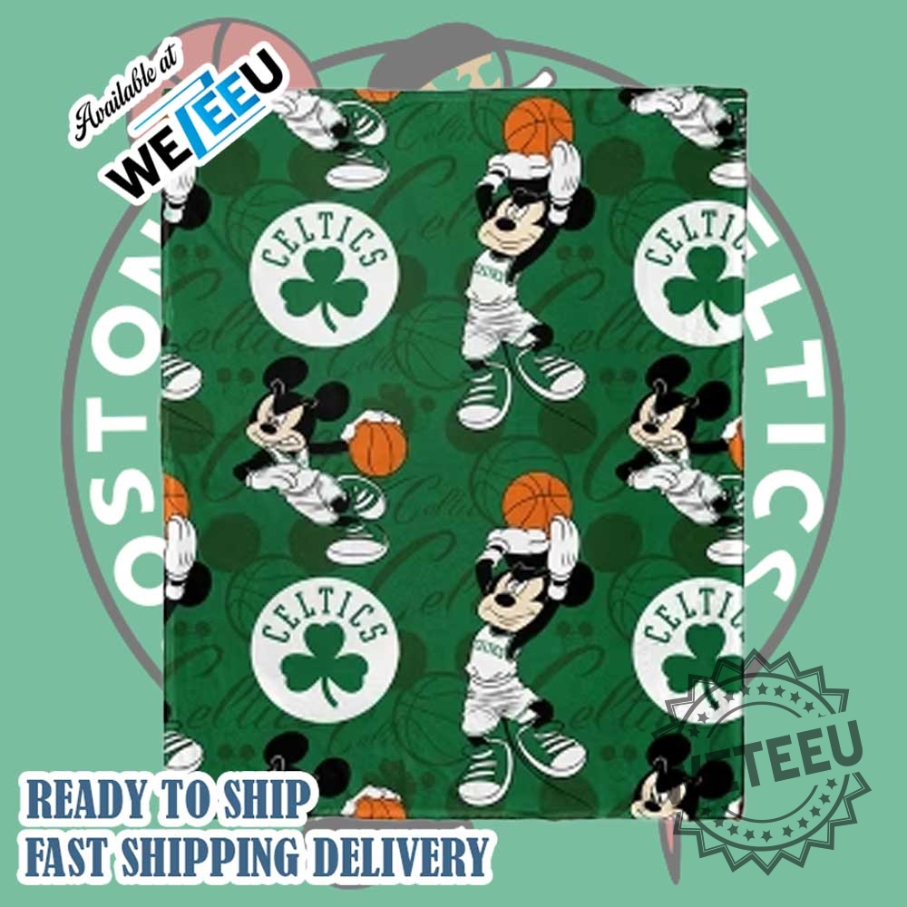 "Cozy NBA Fleece Blankets: Knicks, Celtics, and Disney Designs" 4 Boston Celtics Mickey Mouse Basketball Fleece Blanket