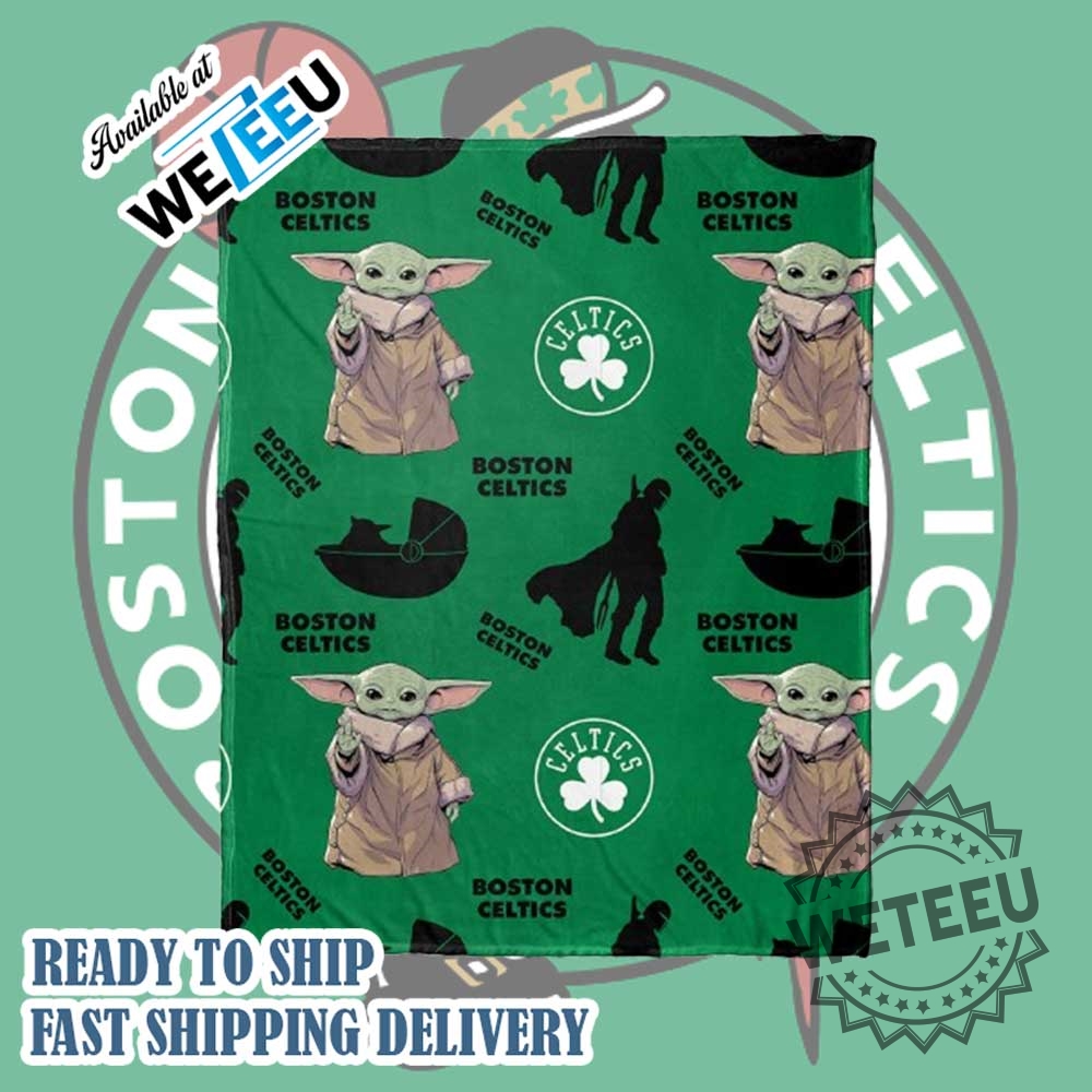 "Cozy NBA Fleece Blankets: Knicks, Celtics, and Disney Designs" 6 Boston Celtics Baby Yoda Fleece Blanket Star Wars Mandalorian Nba Throw