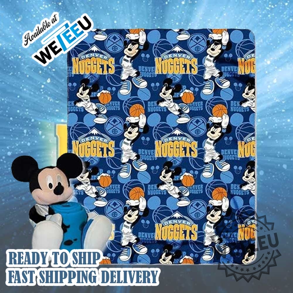 "Cozy NBA Fleece Blankets: Knicks, Celtics, and Disney Designs" 10 Mickey Mouse Denver Nuggets Basketball Fleece Blanket
