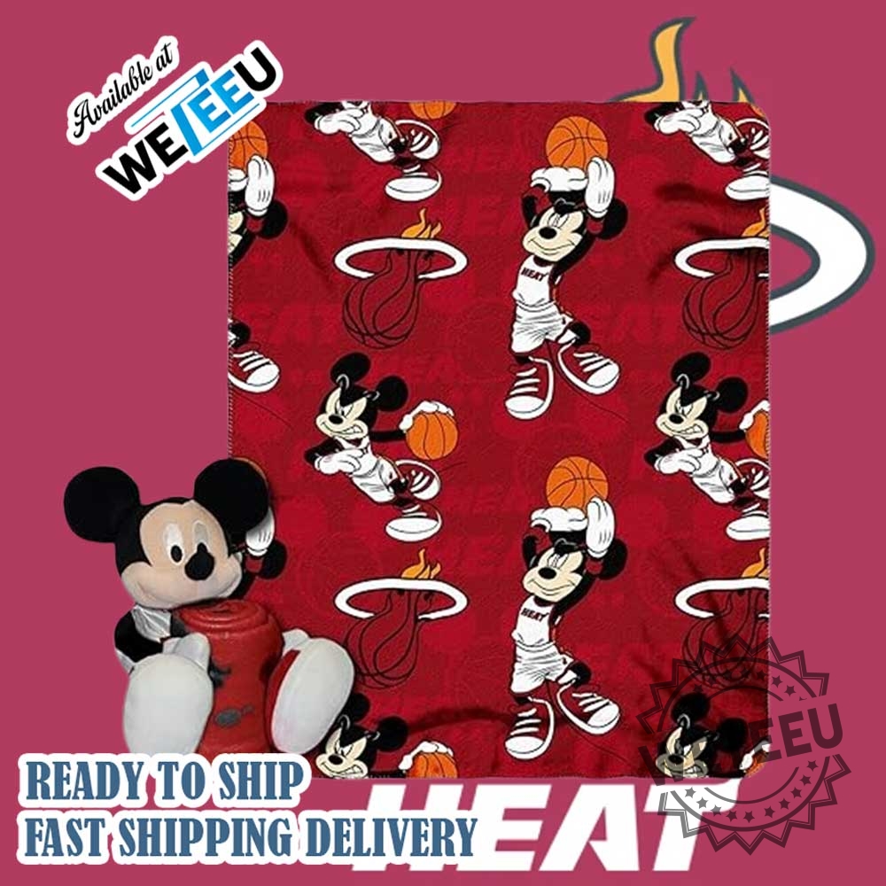 "Cozy NBA Fleece Blankets: Knicks, Celtics, and Disney Designs" 11 Mickey Mouse Miami Heat Basketball Fleece Blanket
