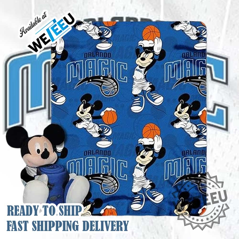 "Cozy NBA Fleece Blankets: Knicks, Celtics, and Disney Designs" 12 Mickey Mouse Orlando Magic Basketball Fleece Blanket