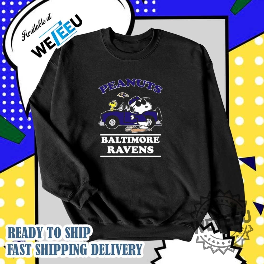 Baltimore Ravens X Snoopy Woodstock Car Shirt Retro Peanuts Football Tee 5 Baltimore Ravens x Snoopy Woodstock Car Shirt – Retro Peanuts Football Tee