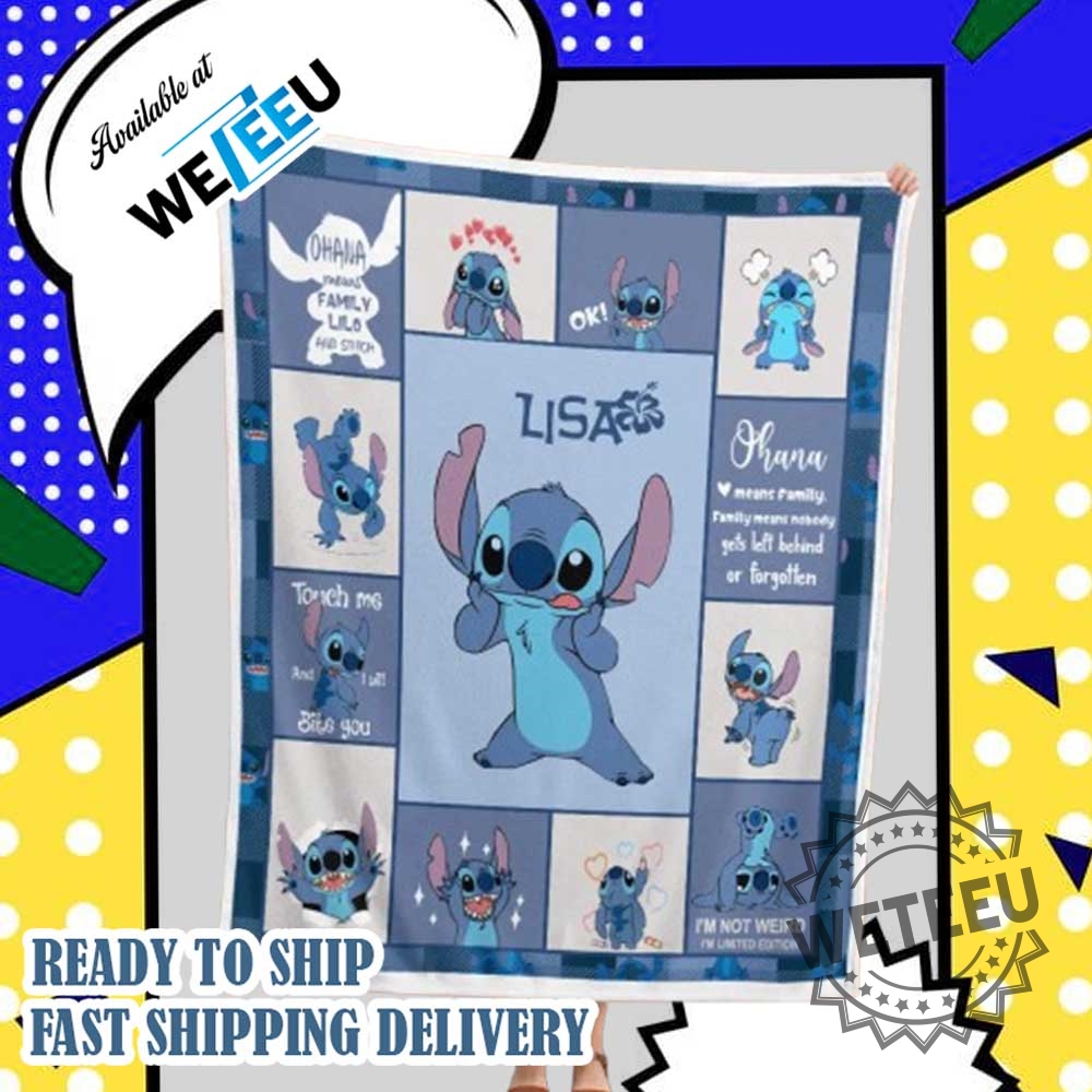 "Personalized Disney Stitch Blankets: Custom Throws for Fans and Couples" 3 Custom Name Stitch Blanket Cute Lilo And Stitch Throw For Kids And Disney Lovers