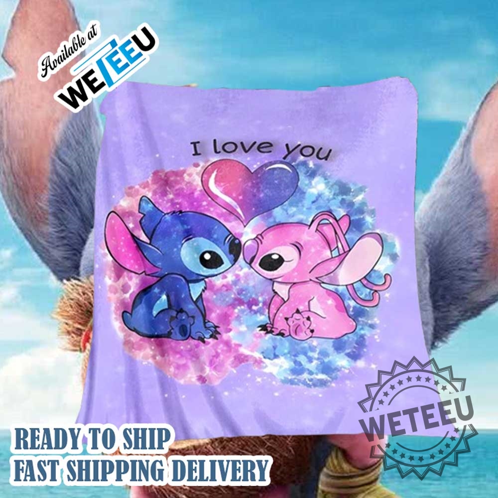 I Love You Stitch And Angel Blanket Romantic Valentines Throw 3 I Love You Stitch and Angel Blanket – Romantic Valentine’s Throw