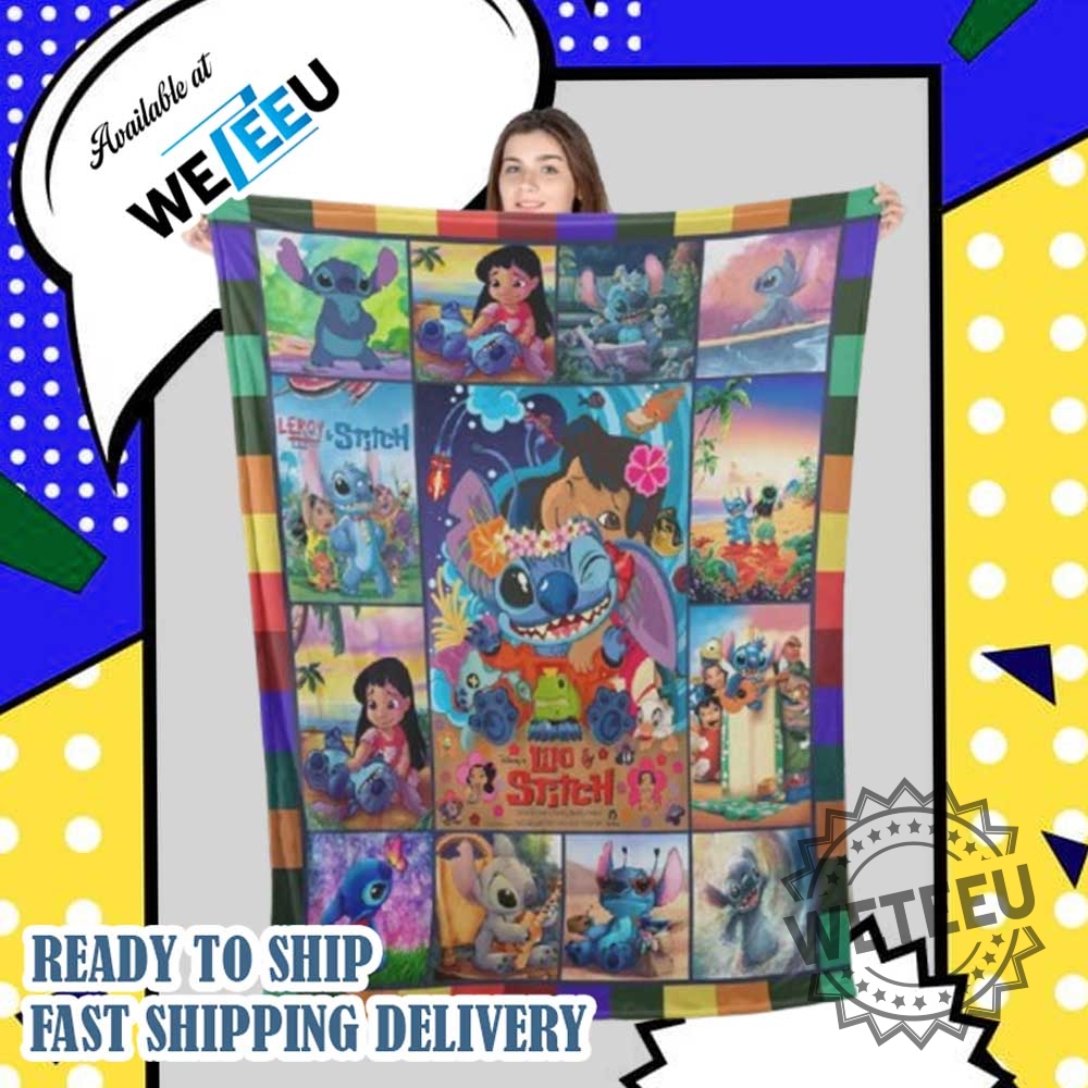 Stitch And Lilo Collage Blanket Rainbow Border Cozy Throw 6 Stitch and Lilo Collage Blanket – Rainbow Border Cozy Throw