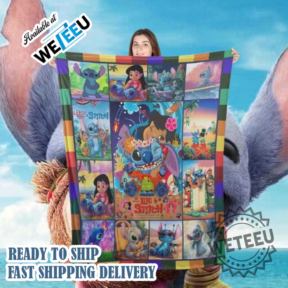 Stitch And Lilo Collage Blanket Rainbow Border Cozy Throw 7 Stitch and Lilo Collage Blanket – Rainbow Border Cozy Throw