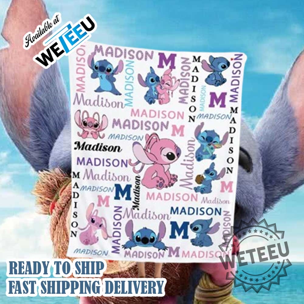 Stitch And Angel Kids Blanket Personalized Name Gift With Adorable Disney Design 3 Stitch and Angel Kids Blanket – Personalized Name Gift with Adorable Disney Design