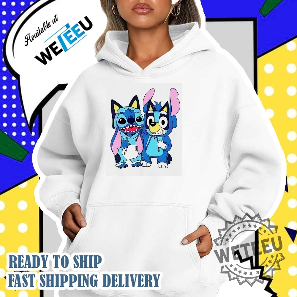 Cute Cartoon Characters Stitch And Bluey Shirt 4 Cute cartoon characters Stitch and Bluey shirt