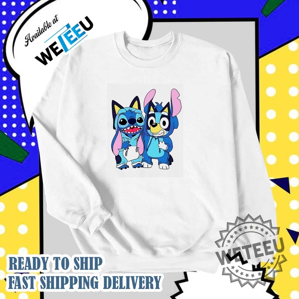Cute Cartoon Characters Stitch And Bluey Shirt 5 Cute cartoon characters Stitch and Bluey shirt