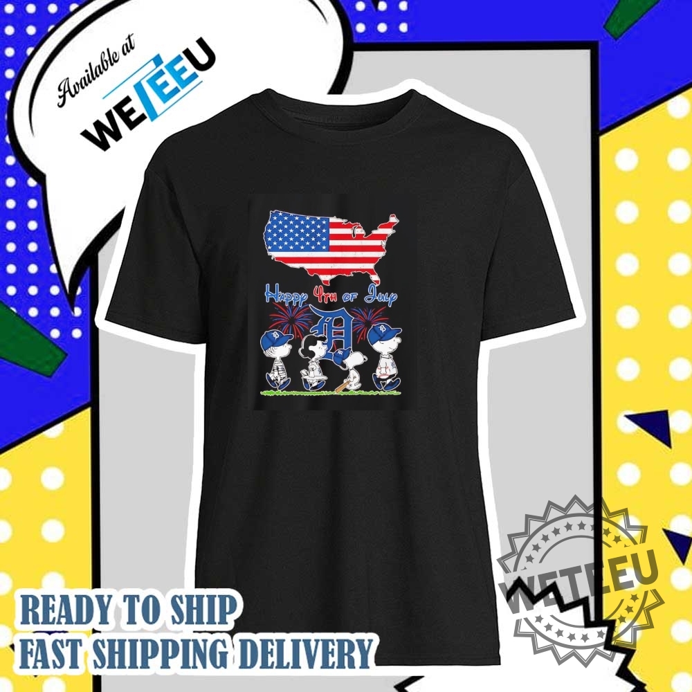 Peanuts Detroit Tigers Happy 4Th Of July Shirt