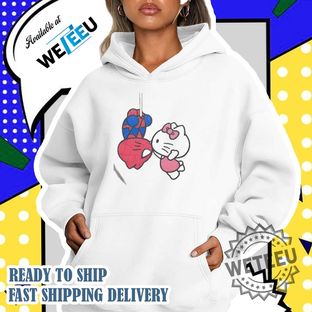 Spiderman Kissing Hello Kitty Shirt 4 Spiderman kissing Hello Kitty shirt