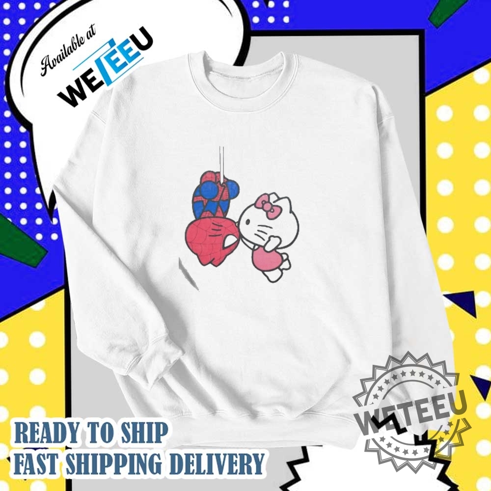 Spiderman Kissing Hello Kitty Shirt 5 Spiderman kissing Hello Kitty shirt
