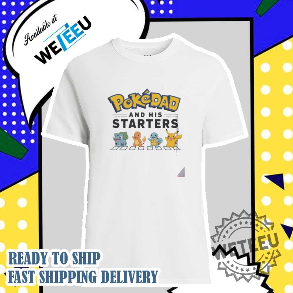 Pokemon Abbey Road Pokedad And His Starters Shirt