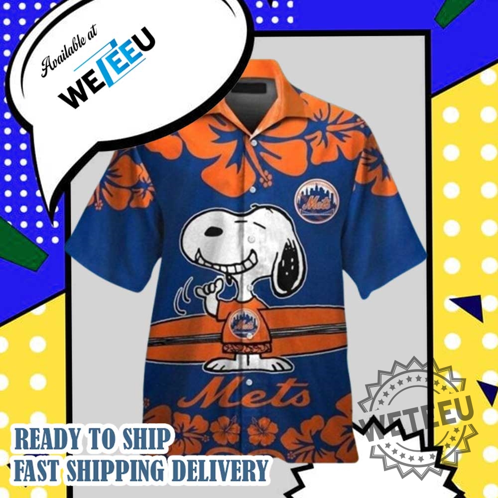Mlb Mets Snoopy Surfboard Hawaiian Shirt