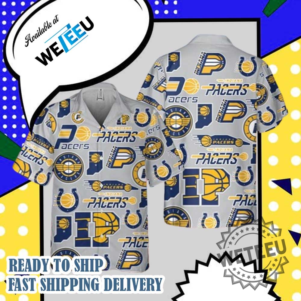 Nba Indiana Pacers Buttonup  Torn Look Hawaiian Shirt For Summer Game Days