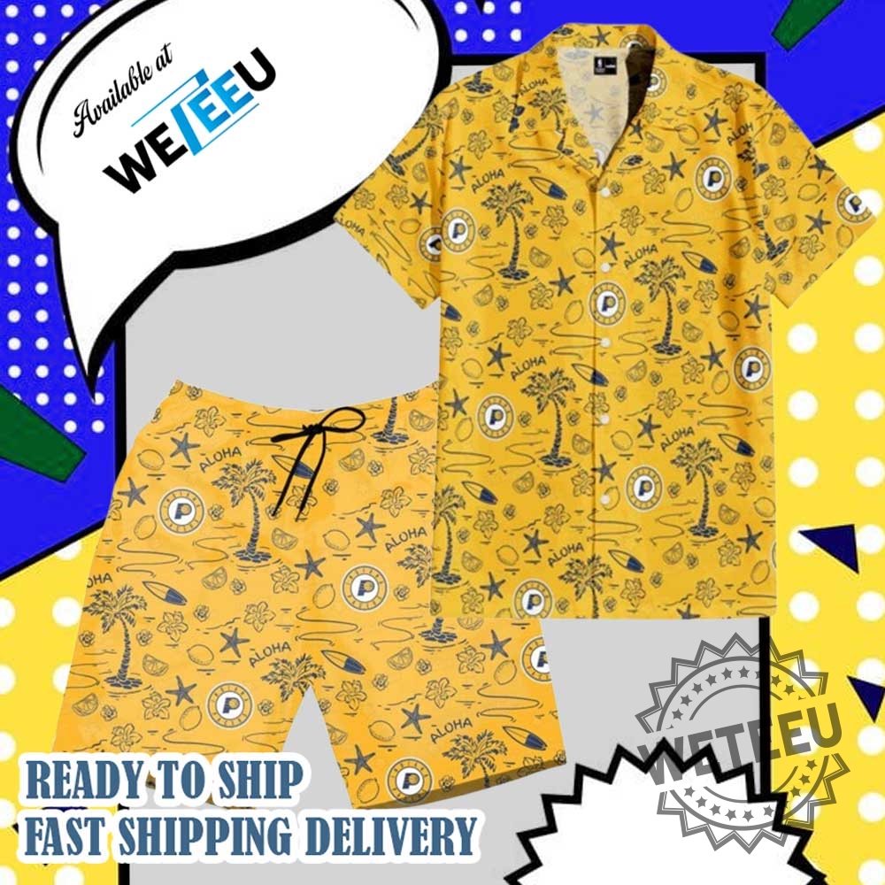 Indiana Pacers Logo Collage Shirt  Vibrant Allover Print Nba Hawaiian Shirt