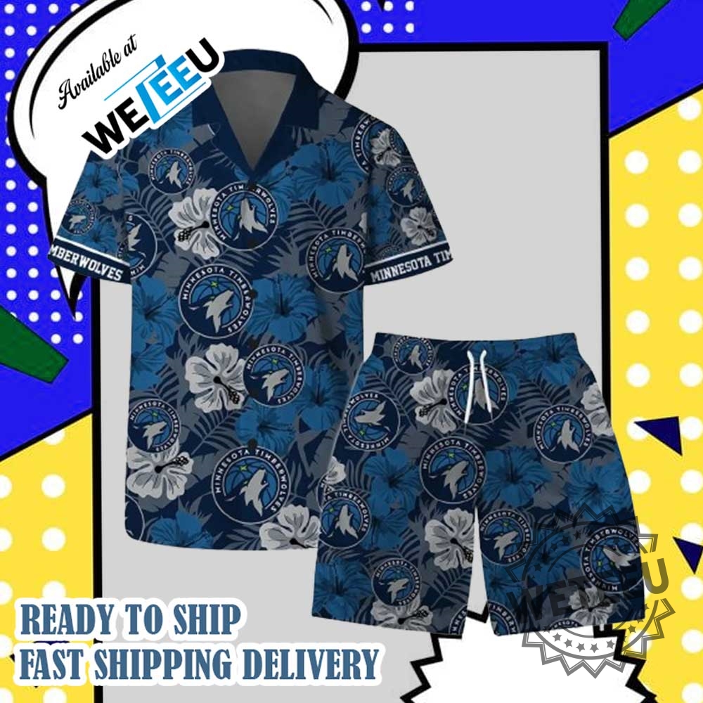 Minnesota Timberwolves Summer Set  Tropical Nba Hawaiian Shirt And Shorts For Basketball Fans