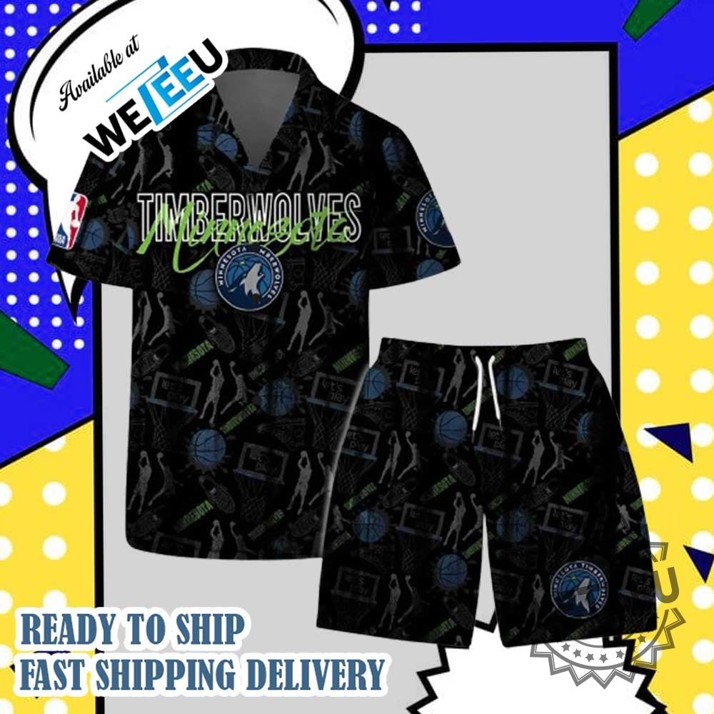 Minnesota Timberwolves Court Passion Hawaiian Shirt Short