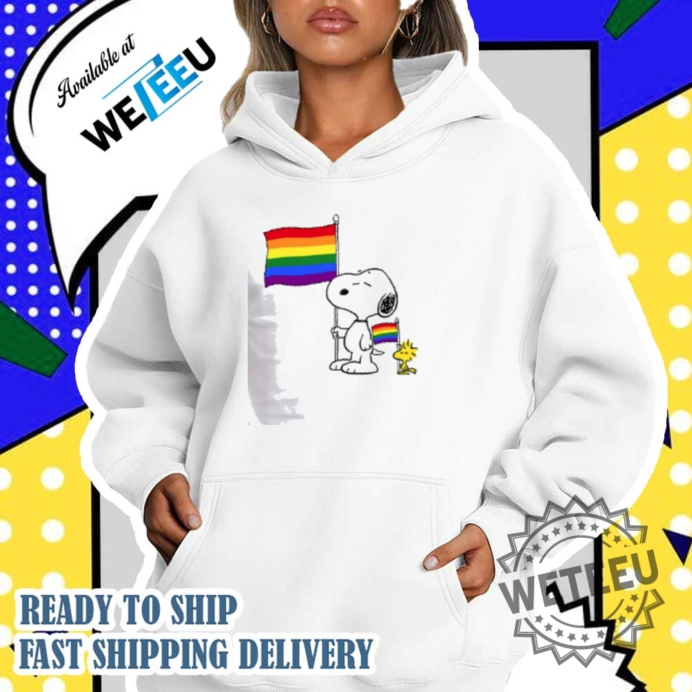 Snoopy And Woodstock Pride Flag Shirt Lgbtq Rainbow Love Graphic Tee 5 Snoopy and Woodstock Pride Flag Shirt LGBTQ Rainbow Love Graphic Tee