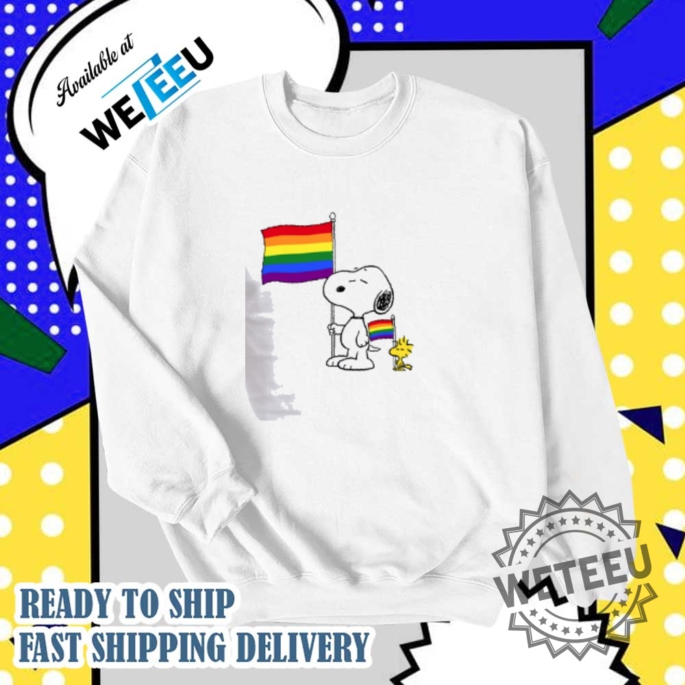 Snoopy And Woodstock Pride Flag Shirt Lgbtq Rainbow Love Graphic Tee 6 Snoopy and Woodstock Pride Flag Shirt LGBTQ Rainbow Love Graphic Tee