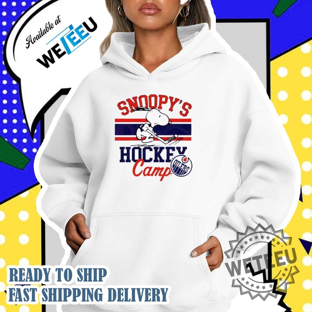 Snoopy Edmonton Oilers Hockey Camp Shirt 5 Snoopy Edmonton Oilers Hockey Camp shirt