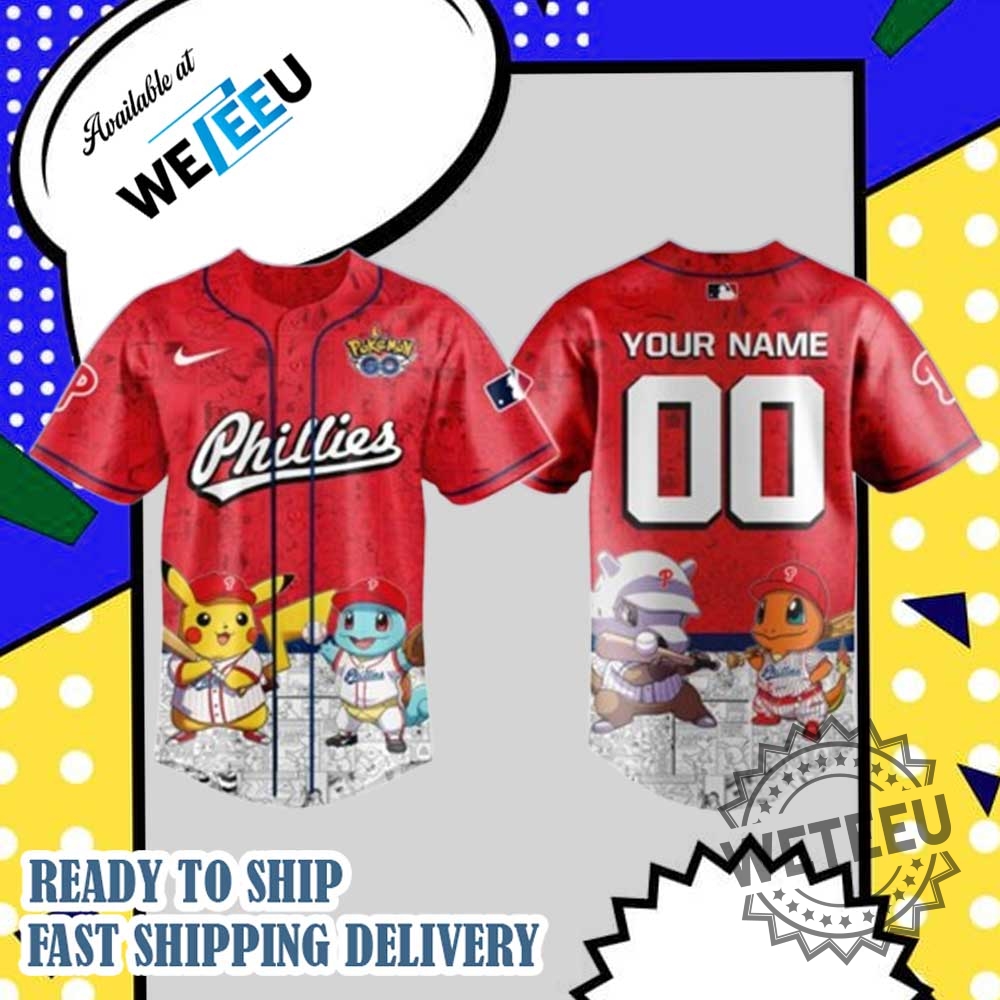 Philadelphia Phillies Pokémon Go Jersey Custom Baseball Shirt