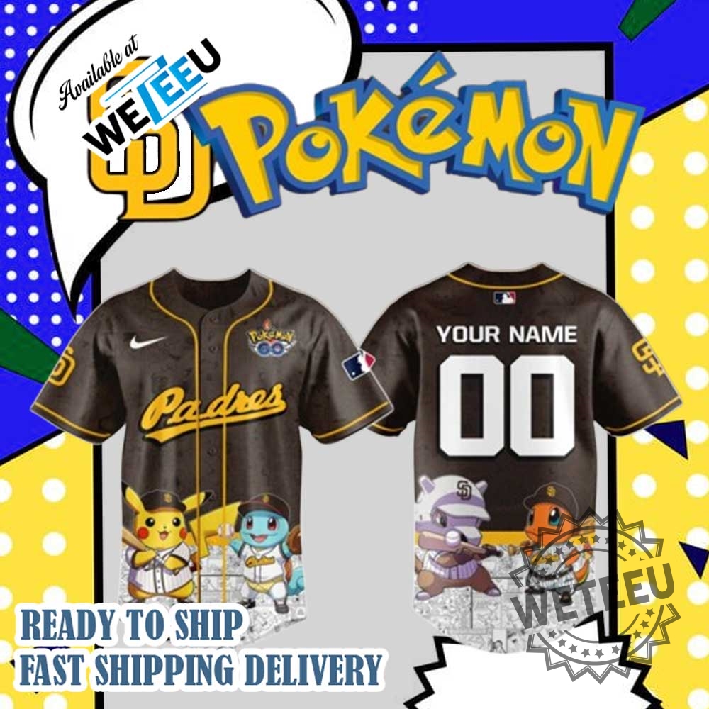 "Custom Pokémon Go MLB Jerseys: Unique Fan Apparel for Trainers" 5 San Diego Padres Pokémon Go Jersey Custom Baseball Trainer Cosplay Shirt