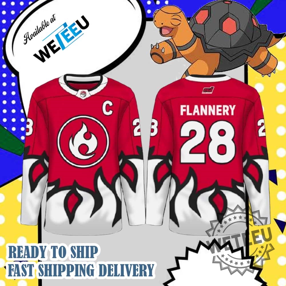 "Custom Pokémon Go MLB Jerseys: Unique Fan Apparel for Trainers" 6 Pokémon Torkoal Fire Type Flannery 28 Trainer Hockey Jersey For Anime And Cosplay Fans