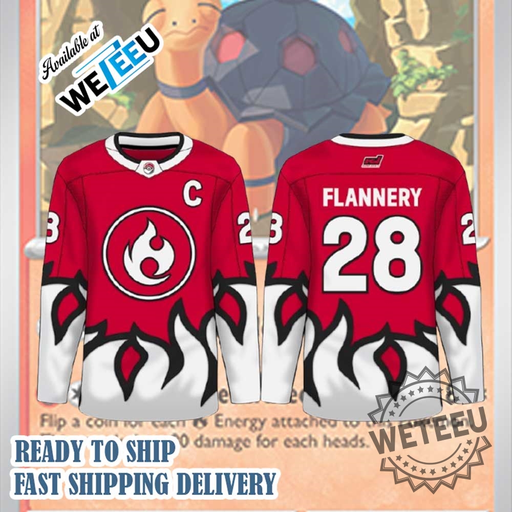 Pokémon Torkoal Fire Type Flannery 28 Trainer Hockey Jersey For Anime And Cosplay Fans 3 Pokémon Torkoal Fire Type Flannery #28 Trainer Hockey Jersey for Anime and Cosplay Fans