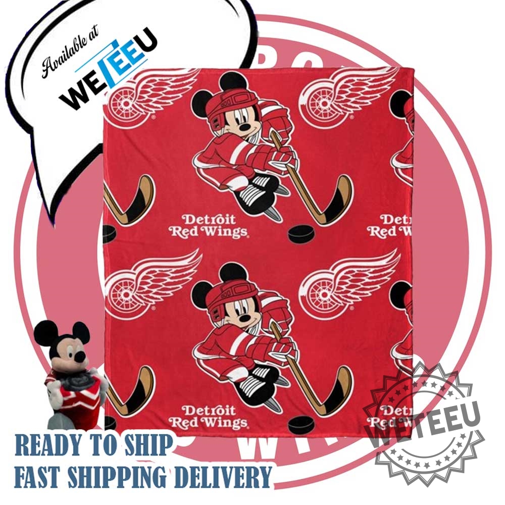 Nhl Detroit Red Wings X Disney Mickey Blanket 3 NHL Detroit Red Wings x Disney Mickey Blanket
