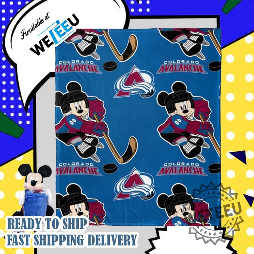"Top NHL and Disney Team Logo Blankets for Cozy Fans" 8 Nhl Colorado Avalanche X Disney Mickey Blanket