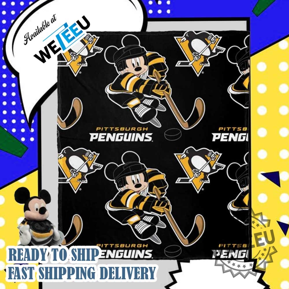 "Top NHL and Disney Team Logo Blankets for Cozy Fans" 12 Nhl Pittsburgh Penguins X Disney Mickey Blanket