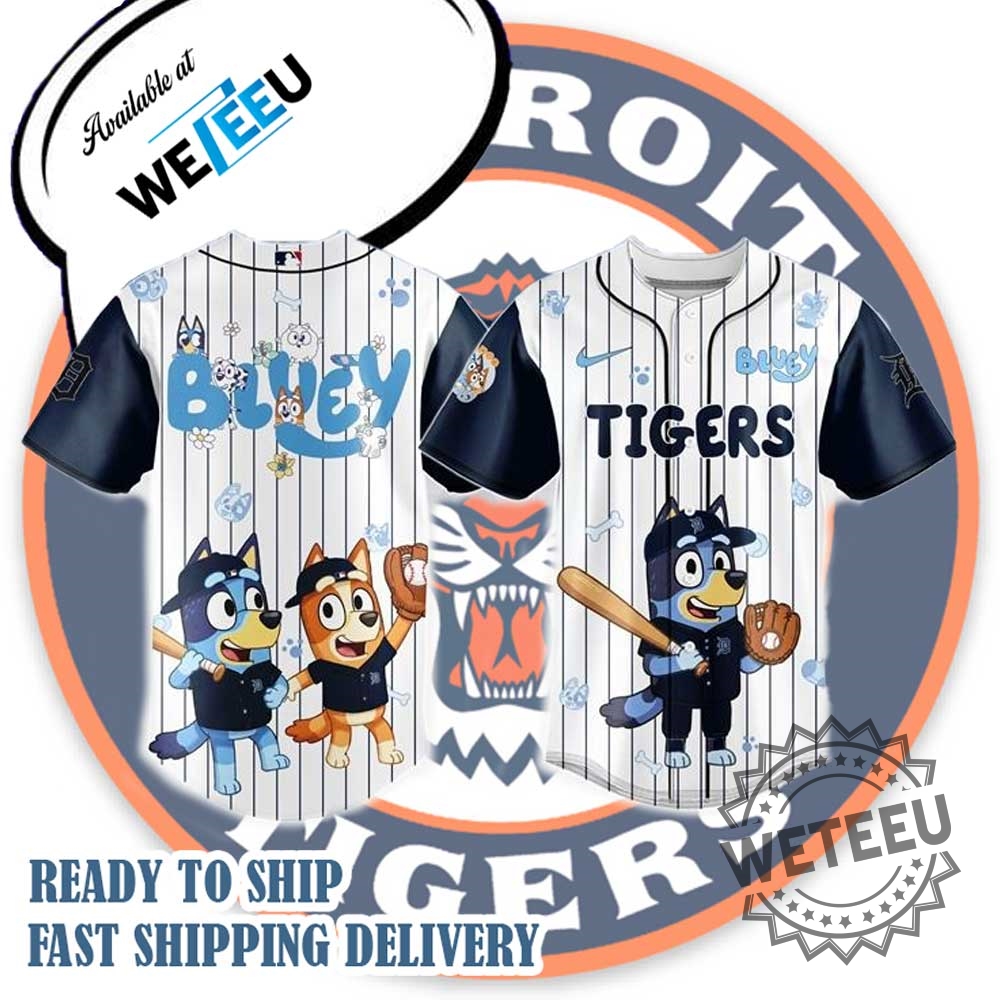 Bluey Baseball Jersey – Cute Tigers Cartoon Sports Shirt for Kids and Fan 3 Bluey Baseball Jersey – Cute Tigers Cartoon Sports Shirt for Kids and Fan