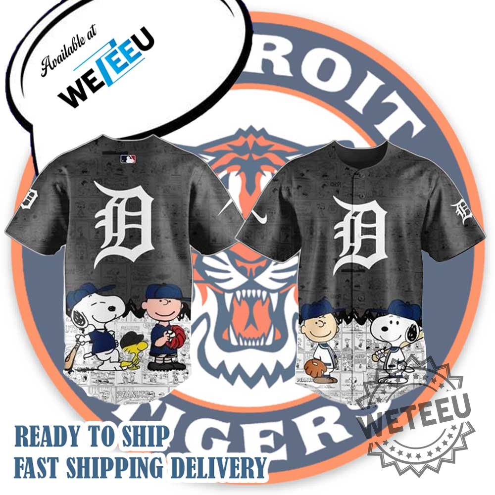Weteeu Detroit Tigers Snoopy Baseball Jersey – Peanuts Comic Black Edition 2 Weteeu Detroit Tigers Snoopy Baseball Jersey – Peanuts Comic Black Edition