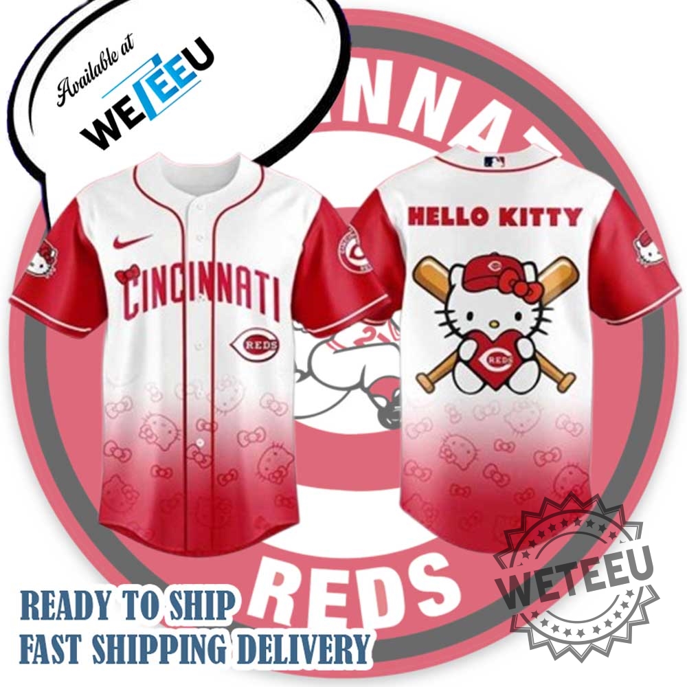 Cincinnati Reds X Hello Kitty Night Jersey Official Mlb Baseball Shirt 3 Cincinnati Reds x Hello Kitty Night Jersey – Official MLB Baseball Shirt