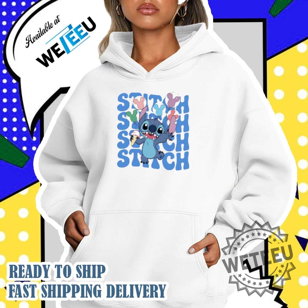 Stitch Ice Cream And Balloons Shirt Cute Cartoon Graphic Tee For Fans 5 Stitch Ice Cream and Balloons Shirt Cute Cartoon Graphic Tee for Fans