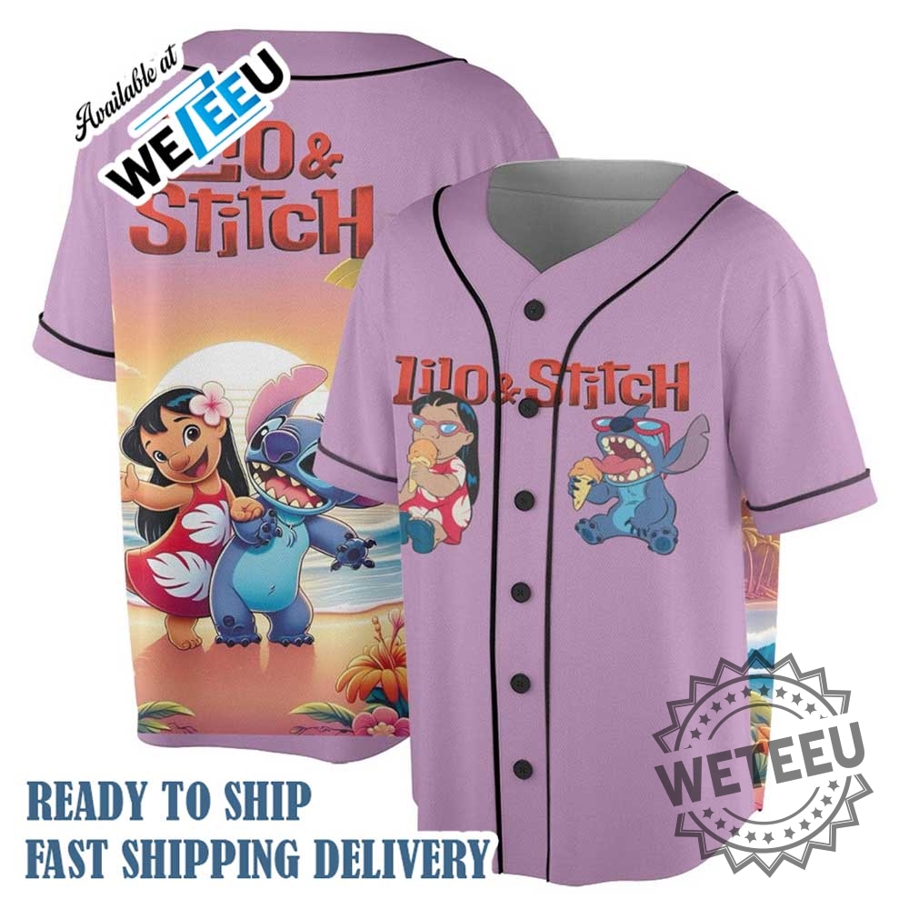 Retro Lilo Stitch Aloha Summer Beach Vacation Baseball Jersey 3 Retro Lilo & Stitch Aloha Summer Beach Vacation Baseball Jersey