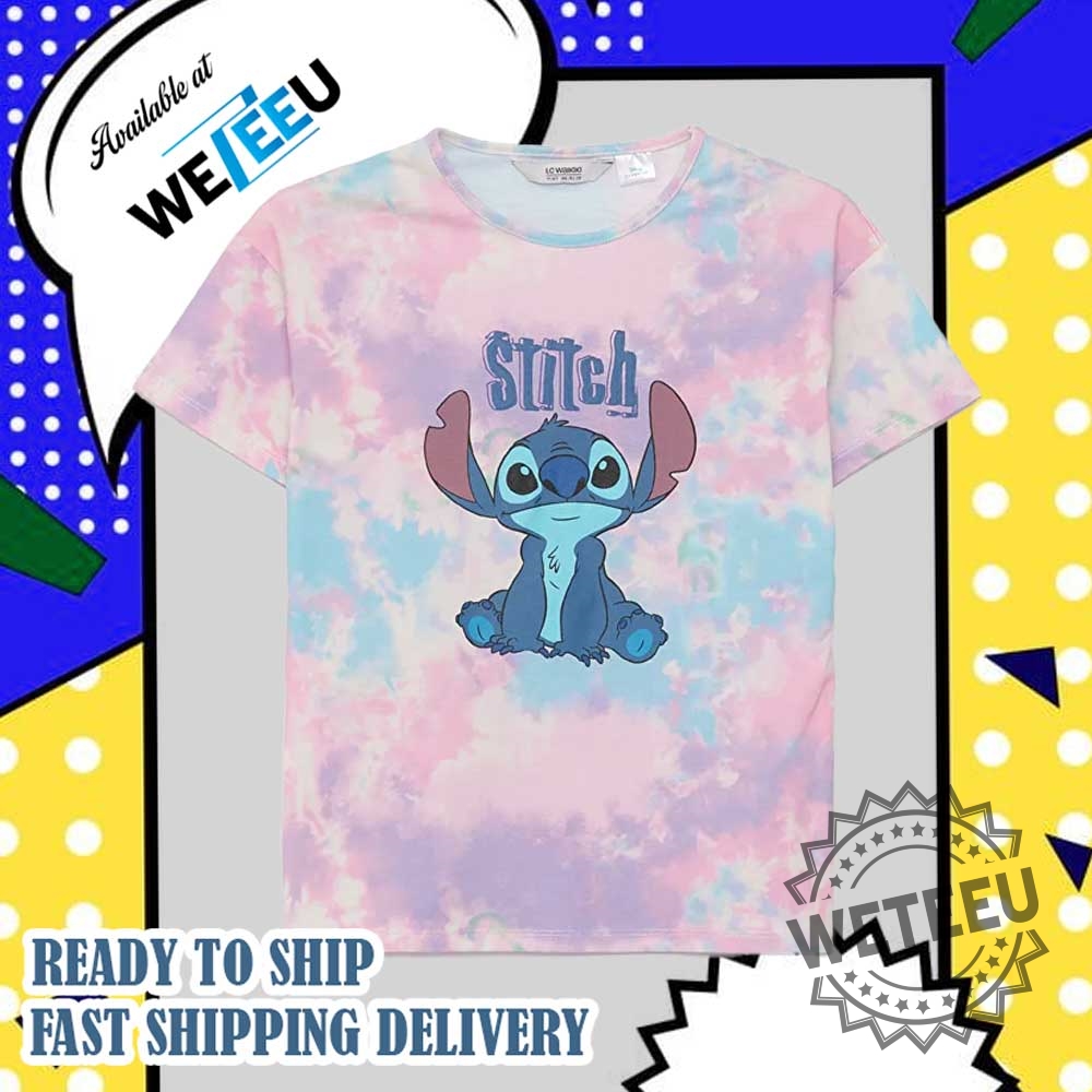 Cute Stitch Tiedye Shirt Pastel Cartoon Graphic Tee 4 Cute Stitch Tie-Dye Shirt – Pastel Cartoon Graphic Tee