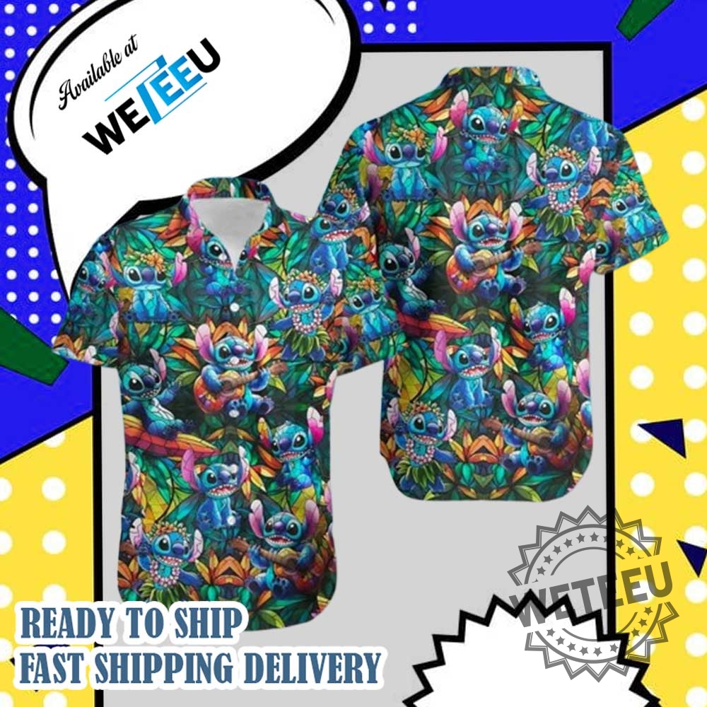 Stitch Tropical Aloha Shirt And Shorts Set Colorful Summer Beach Outfit For Men And Women 4 Stitch Tropical Aloha Shirt and Shorts Set – Colorful Summer Beach Outfit for Men and Women