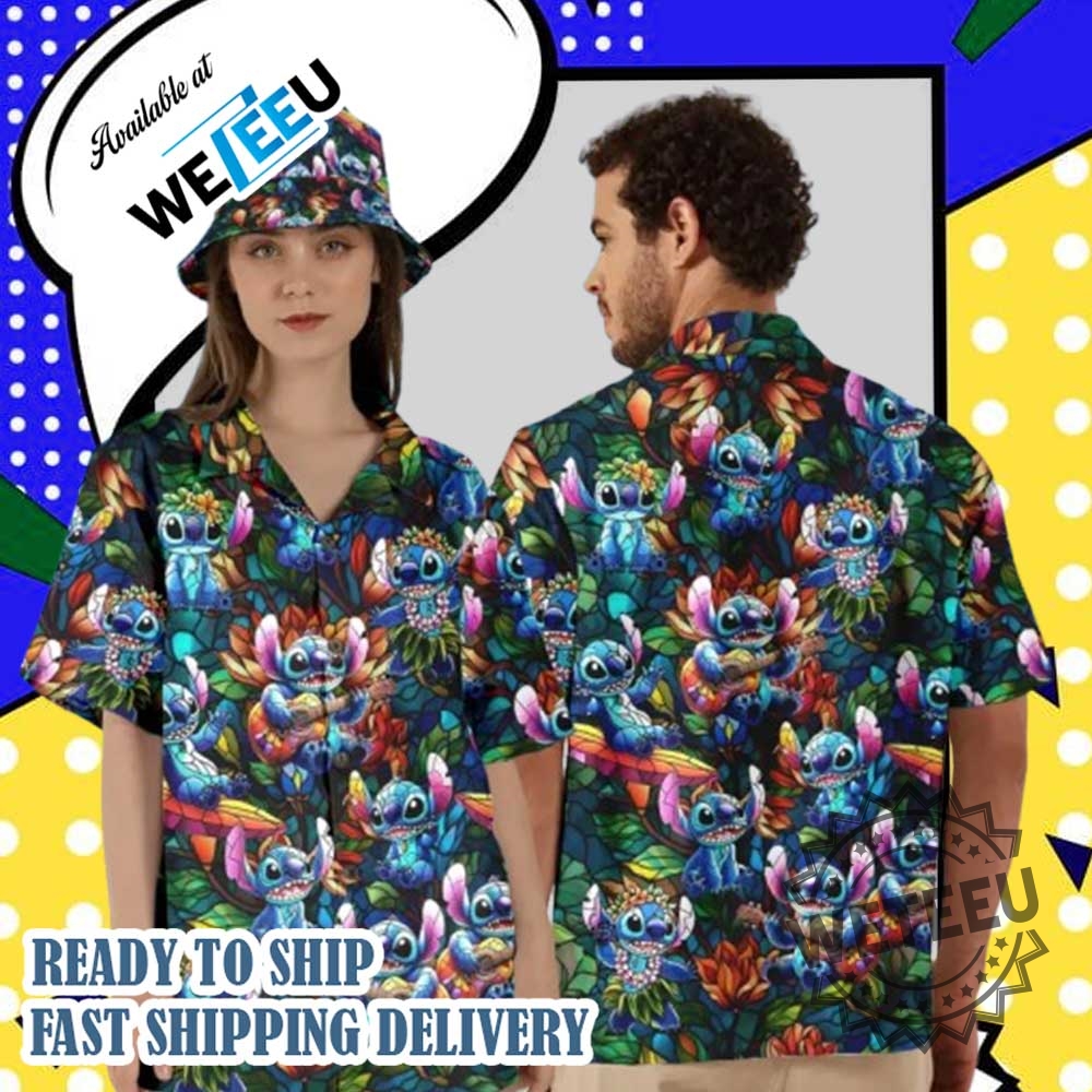 Stitch Tropical Aloha Shirt And Shorts Set Colorful Summer Beach Outfit For Men And Women 5 Stitch Tropical Aloha Shirt and Shorts Set – Colorful Summer Beach Outfit for Men and Women
