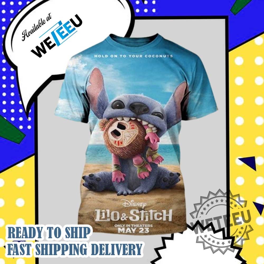 "Top Lilo and Stitch Hawaiian Shirts: Summer Fashion Must-Haves 2025" 6 Lilo And Stitch 2025 Hold On To Your Coconuts Disney All Over Print Shirt