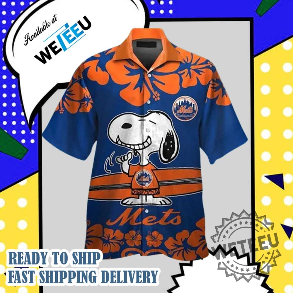 "Top Lilo and Stitch Hawaiian Shirts: Summer Fashion Must-Haves 2025" 42 New York Mets Snoopy Short Sleeve Button Up Tropical Hawaiian Shirt