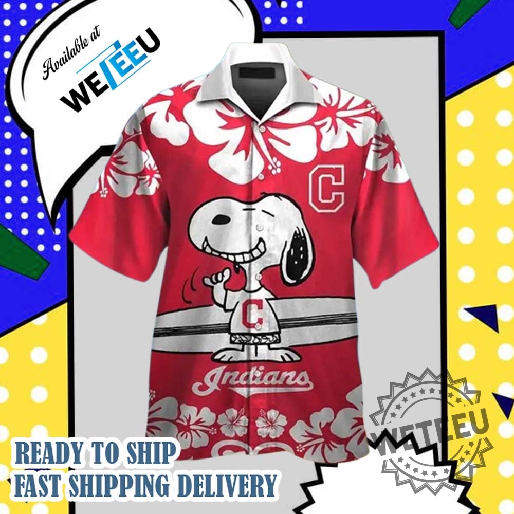 "Top Lilo and Stitch Hawaiian Shirts: Summer Fashion Must-Haves 2025" 51 Cleveland Indians Snoopy Short Sleeve Button Up Tropical Hawaiian Shirt