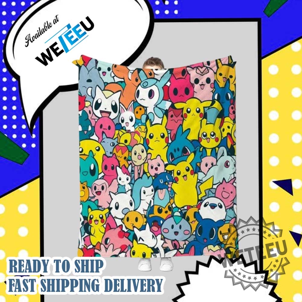 Colorful Pokemon Character Blanket