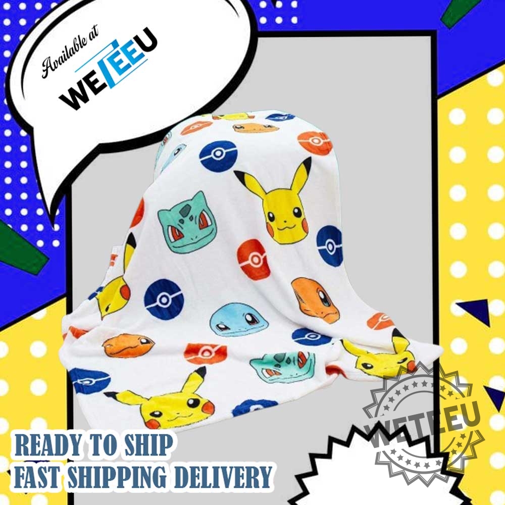 "Top 5 Vibrant Character Blankets and Shirts for Fans" 3 Pokémon Pikachu Charmander Bulbasaur Squirtle Patterned Plush Blanket