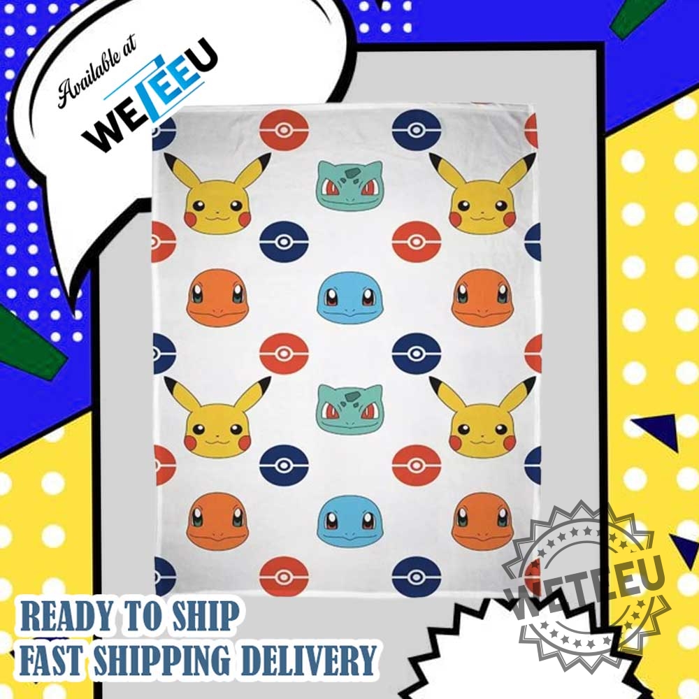 Pokémon Pikachu Charmander Bulbasaur Squirtle Patterned Plush Blanket 3 Pokémon Pikachu Charmander Bulbasaur Squirtle Patterned Plush Blanket