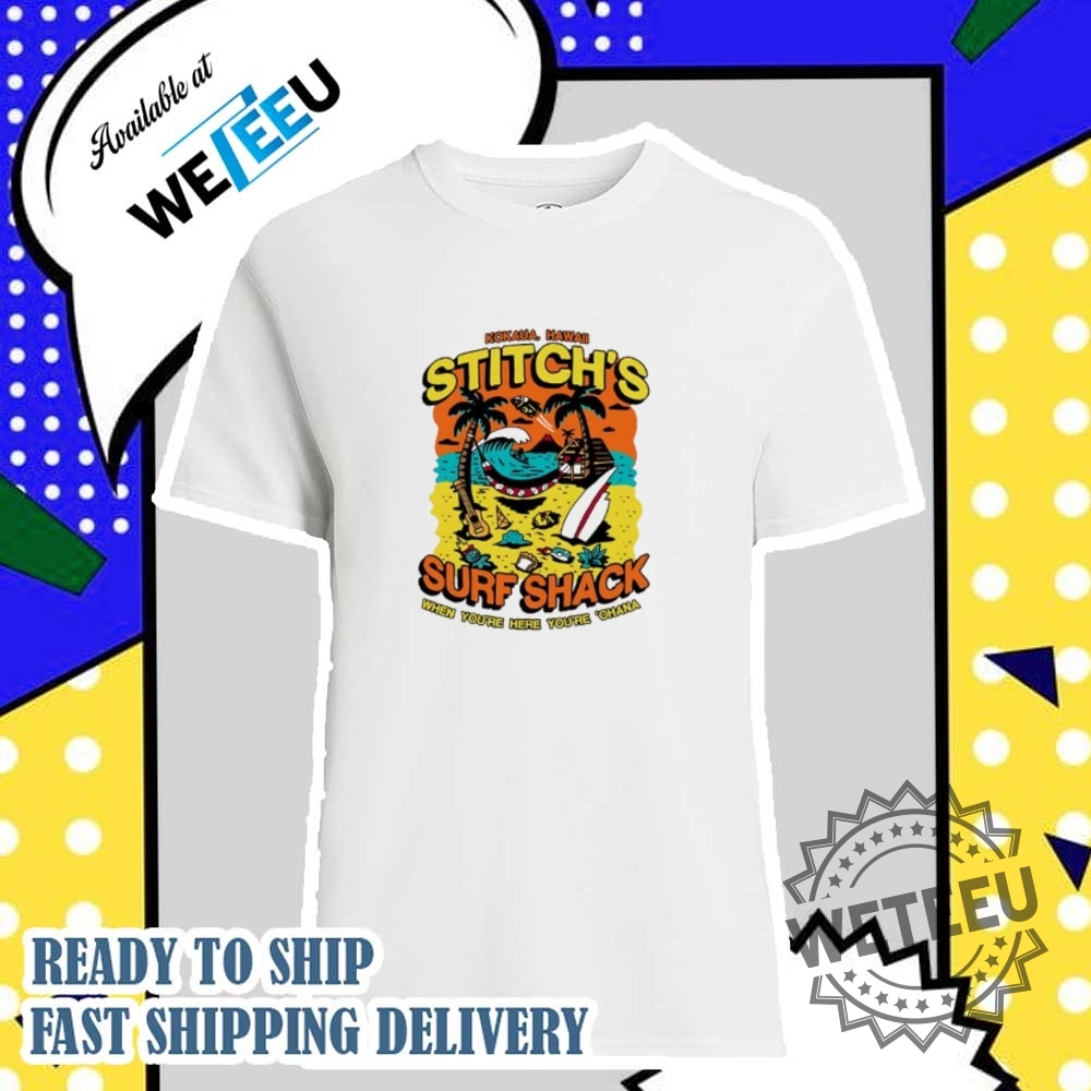 "Top 5 Vibrant Character Blankets and Shirts for Fans" 17 Stitchs Surf Shack Shirt