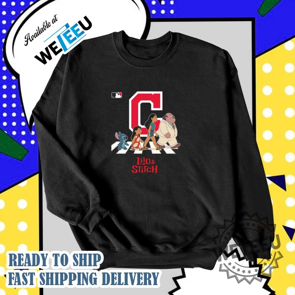 Cleveland Guardians Mlb Lilo And Stitch Characters Abbey Road Shirt 6 Cleveland Guardians MLB Lilo and Stitch characters abbey road shirt