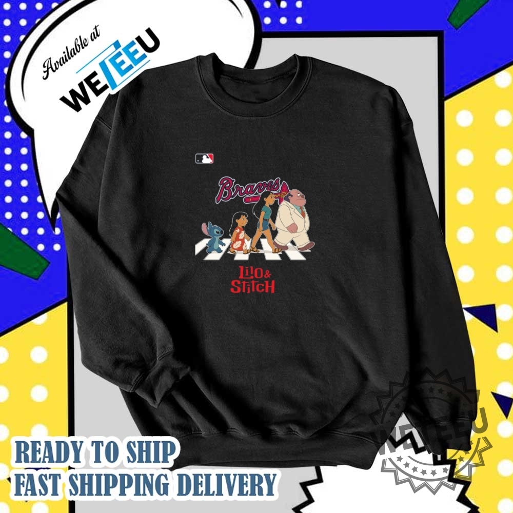 Atlanta Braves Mlb Lilo And Stitch Characters Abbey Road Shirt 6 Atlanta Braves MLB Lilo and Stitch characters abbey road shirt