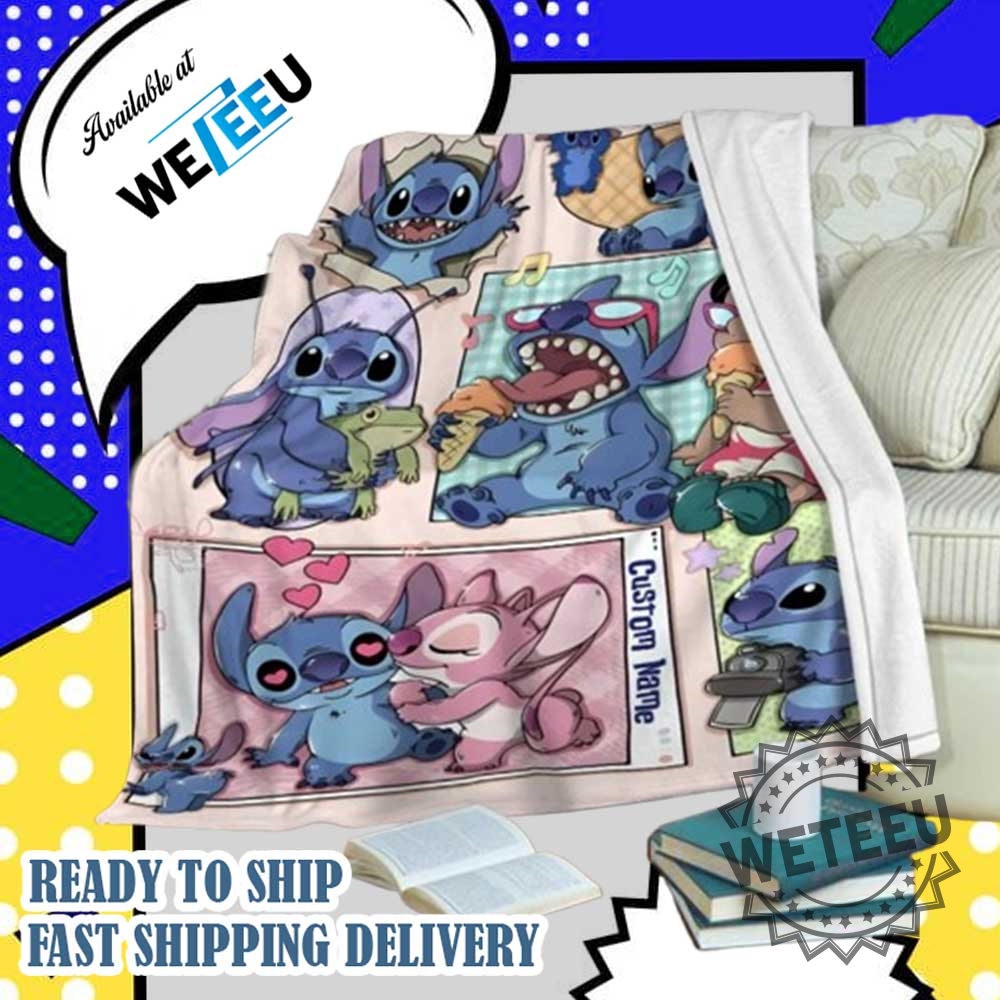 Custom Name Stitch Cartoon Plush Blanket Cozy Soft Throw For Fans 4 Custom Name Stitch Cartoon Plush Blanket – Cozy Soft Throw for Fans